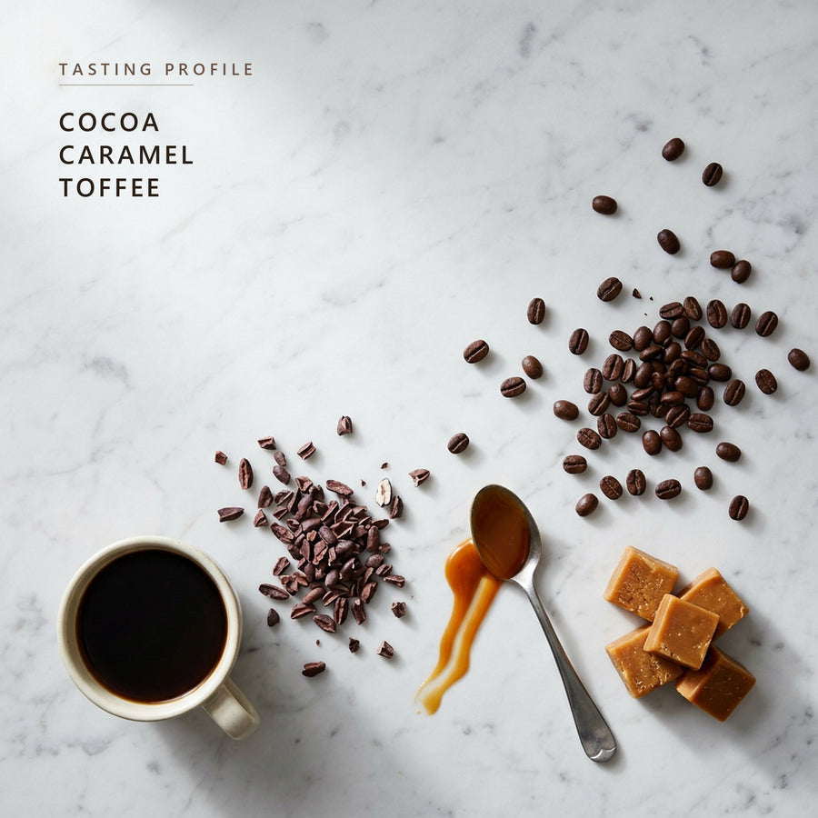 Donut Shop tasting profile: cocoa, caramel and toffee