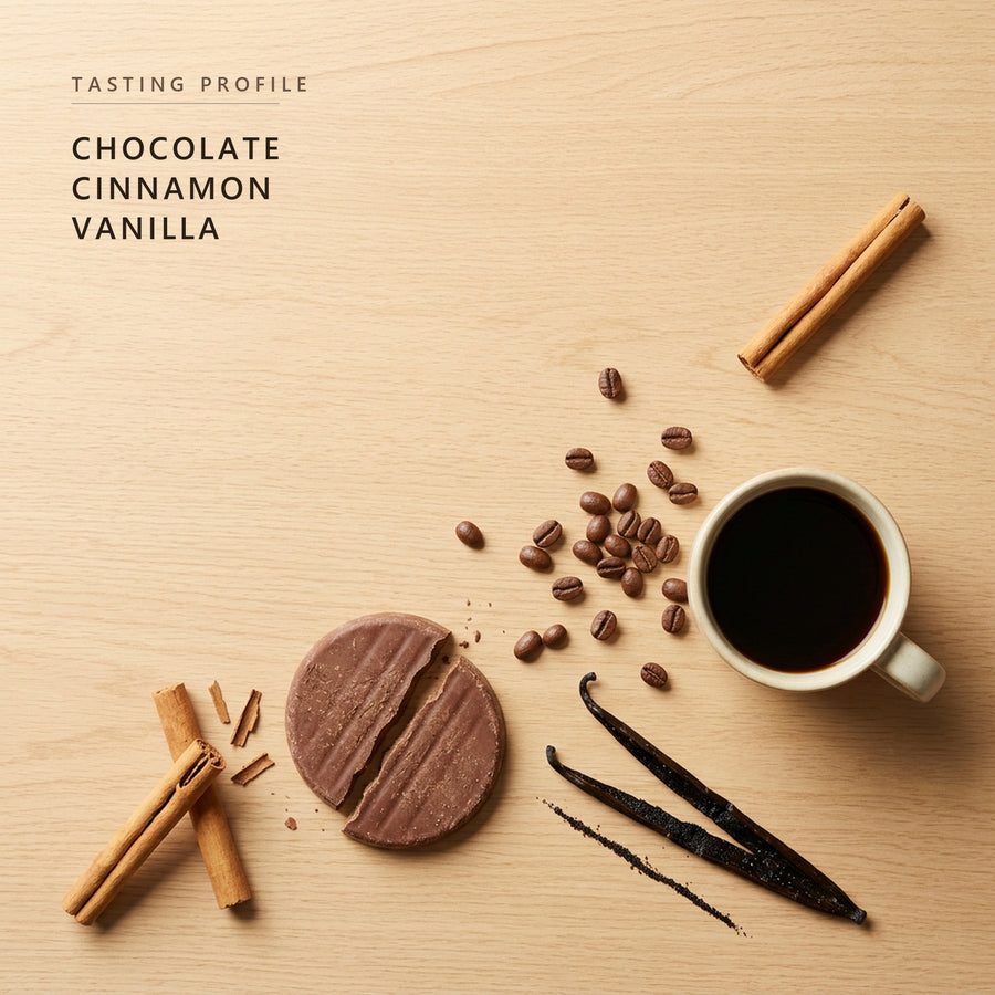 Mexican Chocolate tasting profile: chocolate, cinnamon and vanilla