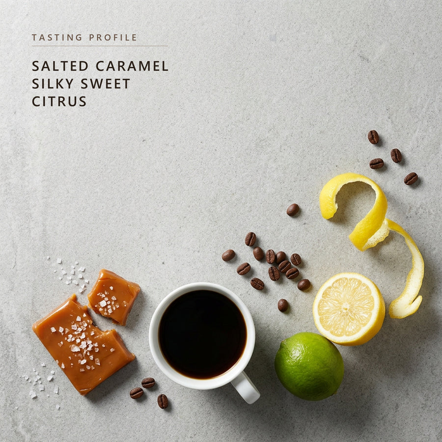 Peru tasting profile: salted caramel, silky sweet and citrus