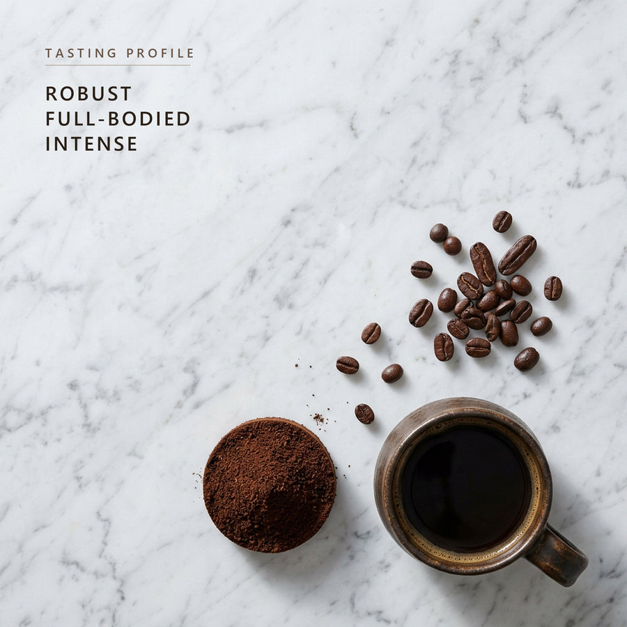 6 Bean Blend tasting profile: robust, full-bodied and intense