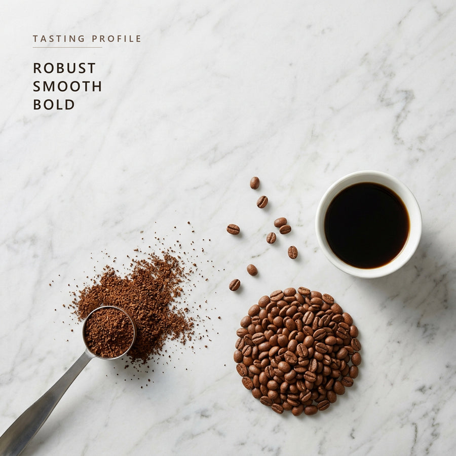 Breakfast Blend + tasting profile: robust, smooth and bold