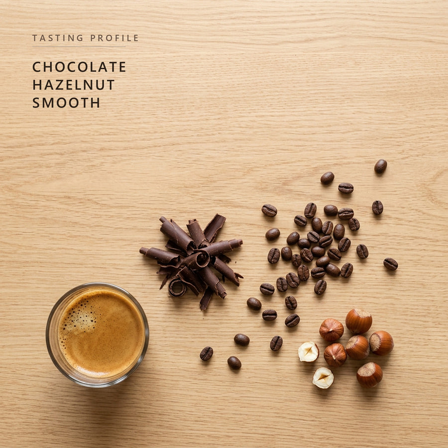 Chocolate Hazelnut tasting profile: chocolate, hazelnut and smooth
