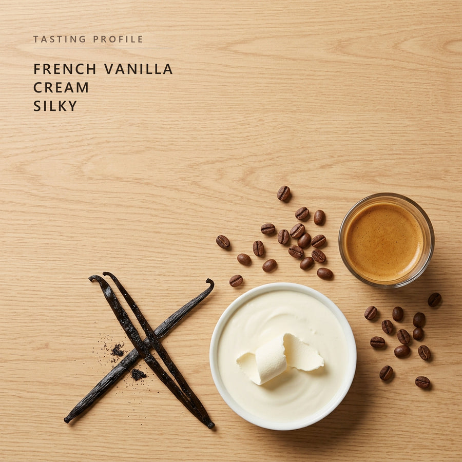 French Vanilla tasting profile: french vanilla, cream and silky
